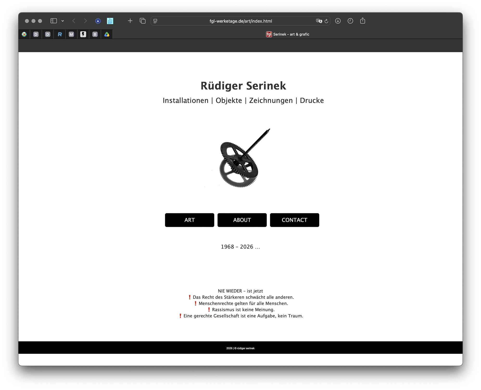 Screenshot der Kunst-Startseite